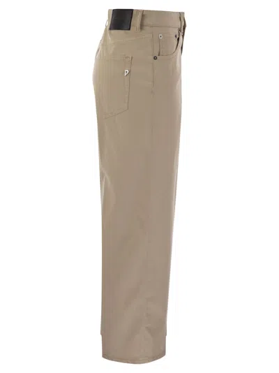 Shop Dondup Tami 5 Pocket Wide Leg Trousers In Beige