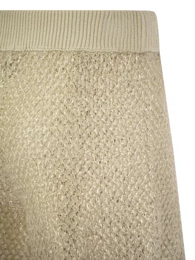 Shop Peserico Shorts In Laminated Linen Cotton Mélange Yarn In Gold