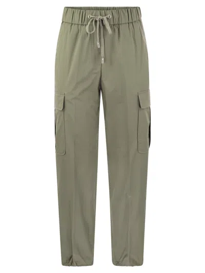 Shop Peserico Stretch Cotton Cargo Trousers In Military Green