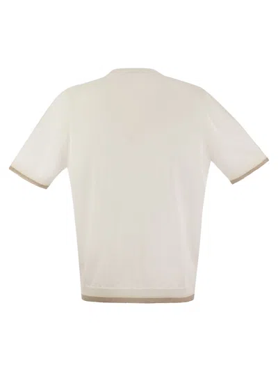 Shop Peserico T Shirt In Linen And Cotton Yarn In White/beige