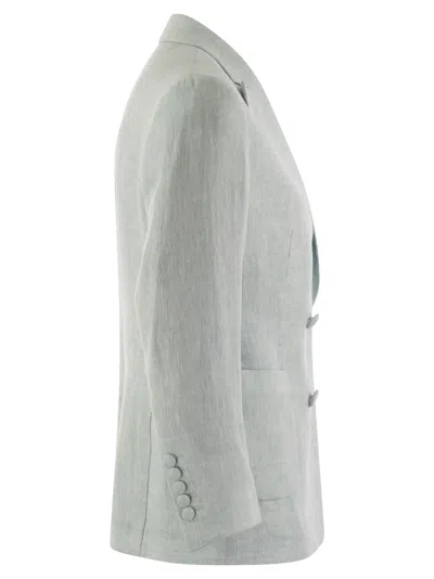 Saulina Assunta - Double-breasted Linen Jacket In Light Blue