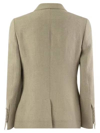 Shop Saulina Anna Double Breasted Linen Jacket In Sand
