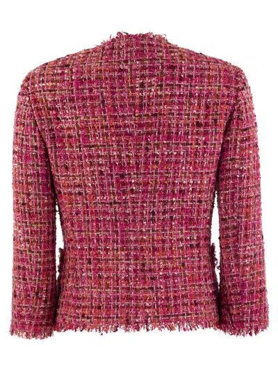 Shop Tagliatore Dharma Tweed Jacket In Magenta