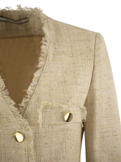 Tagliatore Dharma - Papyrus-effect Jacket In Beige/gold