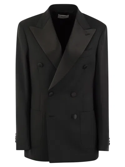 Shop Saulina Fresh Wool Double Breasted Jacket In Black