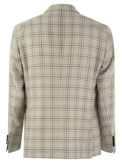 Tagliatore Men Check Pattern Jacket In Grey