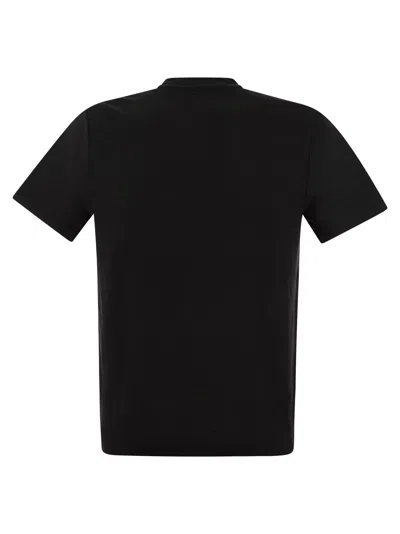 Fedeli Ribbed Hem Short Sleeves Textured Pattern In Black