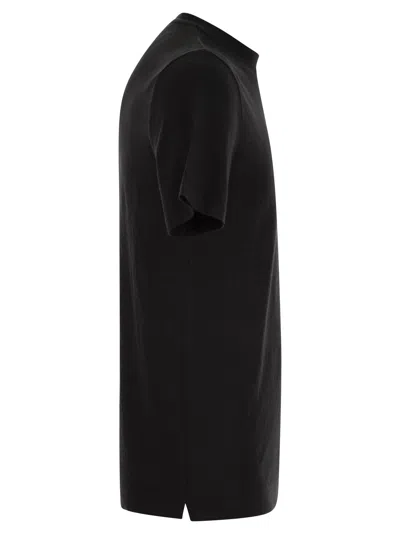 Fedeli Ribbed Hem Short Sleeves Textured Pattern In Black