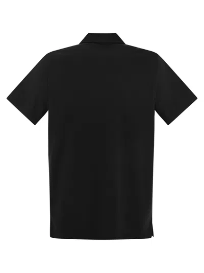 Fedeli Cotton Polo Shirt With Open Collar In Black