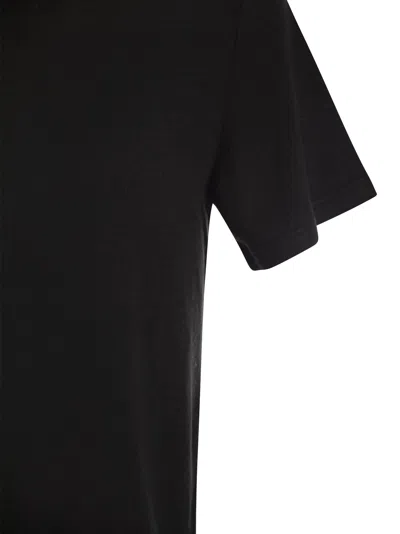 Fedeli Ribbed Hem Short Sleeves Textured Pattern In Black