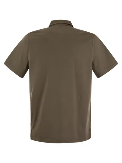 Shop Fedeli Cotton Polo Shirt With Open Collar In Brown