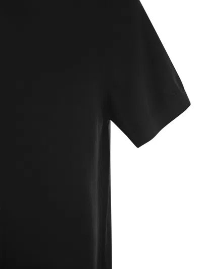 Fedeli Ribbed Hem Short Sleeves Textured Pattern In Black