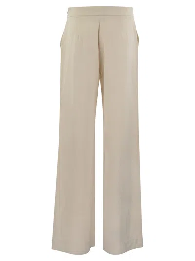 Shop Antonelli Firenze Viscose And Linen Trousers In Milk