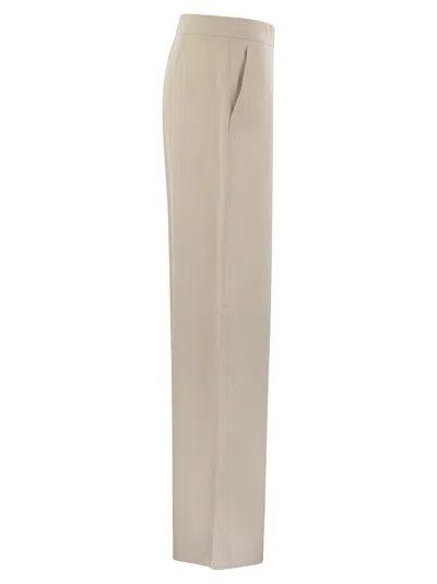 Shop Antonelli Firenze Viscose And Linen Trousers In Milk