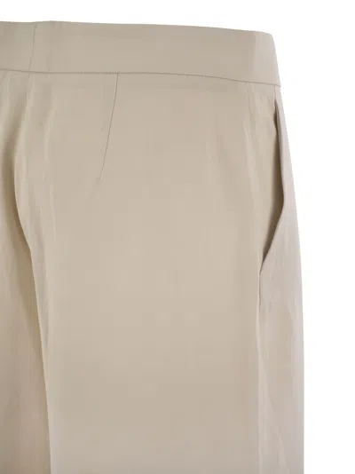 Shop Antonelli Firenze Viscose And Linen Trousers In Milk