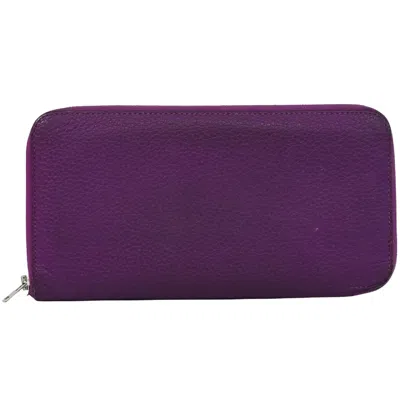 Shop Hermes Zip Leather Wallet () In Purple