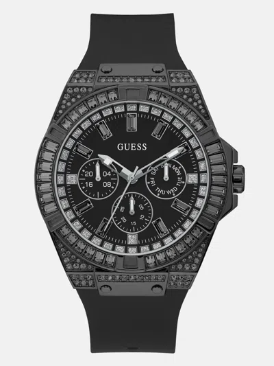 Shop Guess Factory Black Multifunction Silicon Watch
