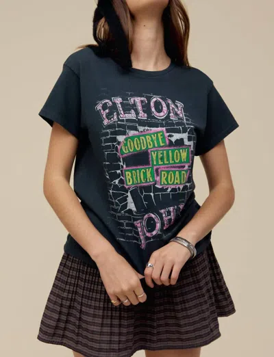 Daydreamer Elton John Goodbye Yellow Brick Road Tour Tee In Vintage Black In Black