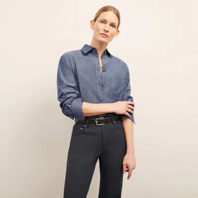 Shop M.m.lafleur The Siobhan Top - Chambray In Clear Blue