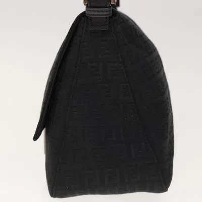 Shop Fendi Zucchino Black Canvas Shoulder Bag ()