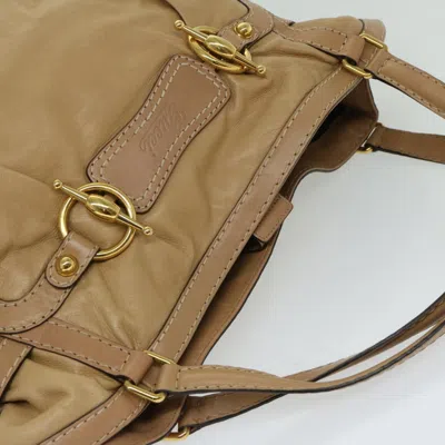 Shop Gucci Beige Leather Tote Bag ()