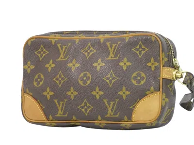 Pre-owned Louis Vuitton Marly Dragonne Brown Canvas Clutch Bag ()