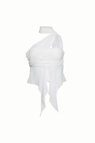 Shop Danielle Guizio Ny Chiffon Wrap Around Top In White
