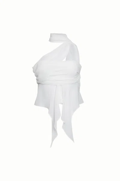 Danielle Guizio Ny Chiffon Wrap Around Top In White