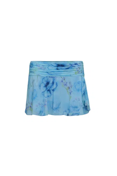 Shop Danielle Guizio Ny Chiffon Slit Mini Skirt In Angel Blue Ambrosia