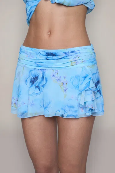 Danielle Guizio Ny Chiffon Slit Mini Skirt In Angel Blue Ambrosia
