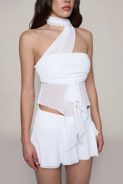 Danielle Guizio Ny Chiffon Wrap Around Top In White