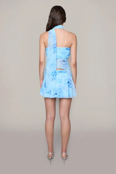 Danielle Guizio Ny Chiffon Slit Mini Skirt In Angel Blue Ambrosia