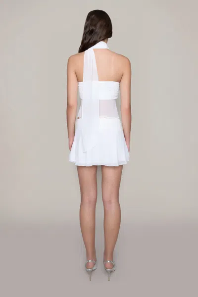 Danielle Guizio Ny Chiffon Slit Mini Skirt In White