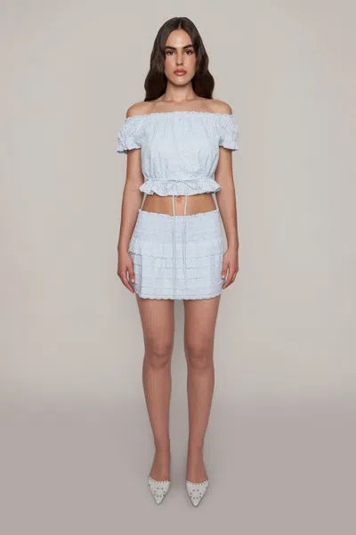 Danielle Guizio Ny Lucinda Mini Skirt In Angel Blue