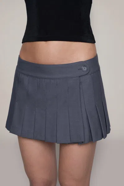 Shop Danielle Guizio Ny Lyneth Pleated Mini Skirt In Stone Grey