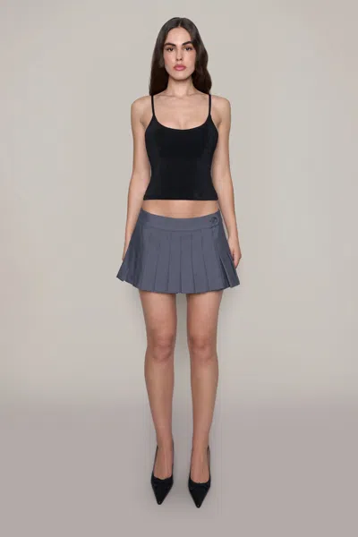 Shop Danielle Guizio Ny Lyneth Pleated Mini Skirt In Stone Grey