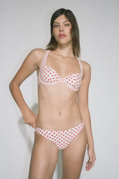Shop Pf24 Luz Bikini Bottom In White Polka Dot