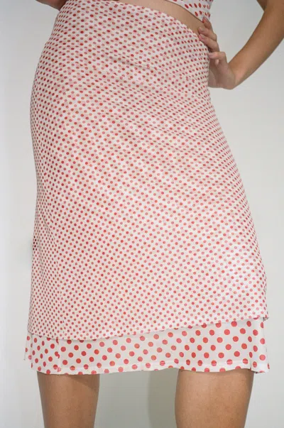 Shop Pf24 Maria Skirt In White Polka Dot