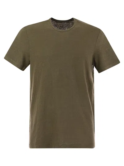 Majestic Crew-neck And Short-sleeved T-shirt In Linen