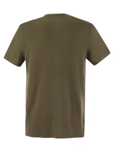 Majestic Crew-neck And Short-sleeved T-shirt In Linen