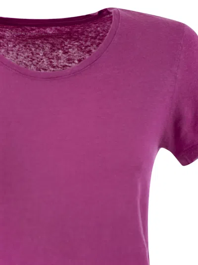Majestic Crew-neck T-shirt In Linen And Short Sleeve