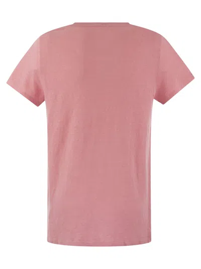Shop Majestic Crew Neck T Shirt In Linen And Short Sleeve