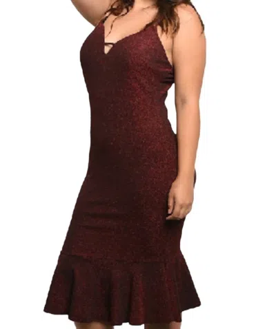 Zenobia Metallic Dress In Red/black In Multi