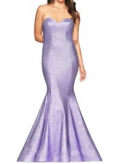 Shop Faviana Metallic Mermaid Gown In Lavender In Purple