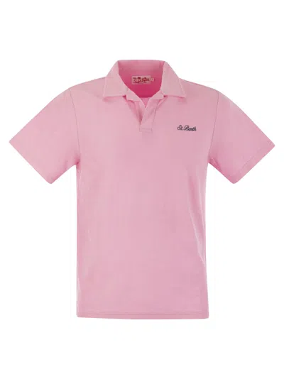 Mc2 Saint Barth Man Pink Terry Polo Shirt Jeremy