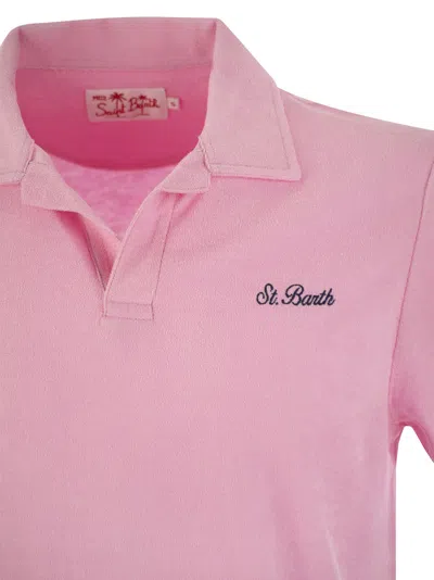 Mc2 Saint Barth Man Pink Terry Polo Shirt Jeremy