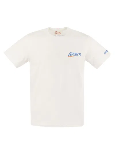 Shop Mc2 Saint Barth T Shirt With Print On Chest And Back Aperol Special Edition