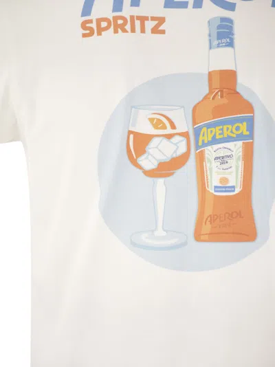 Shop Mc2 Saint Barth T Shirt With Print On Chest And Back Aperol Special Edition