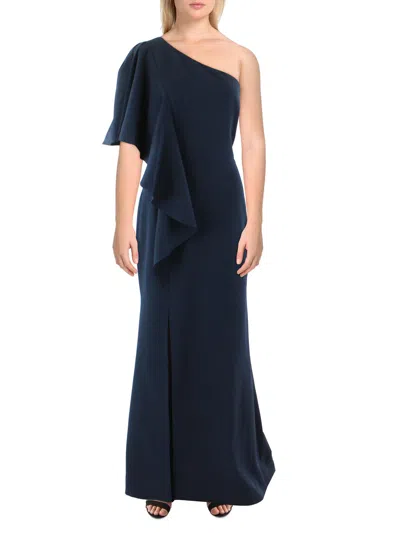 Shop Vince Camuto Womens Drapey Long Evening Dress In Blue