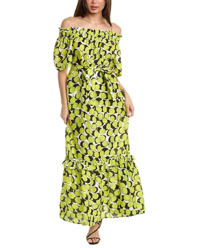 Tyler Boe Erin Linen Off Shoulder Maxi In Multi In Green